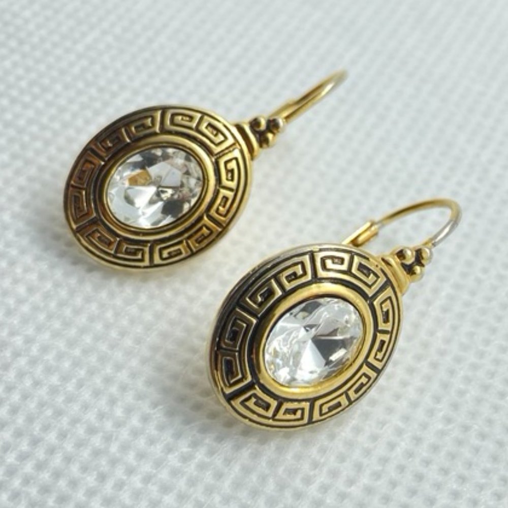 💜BOGO💜Greek key crystal accent earrings - Picture 1 of 6